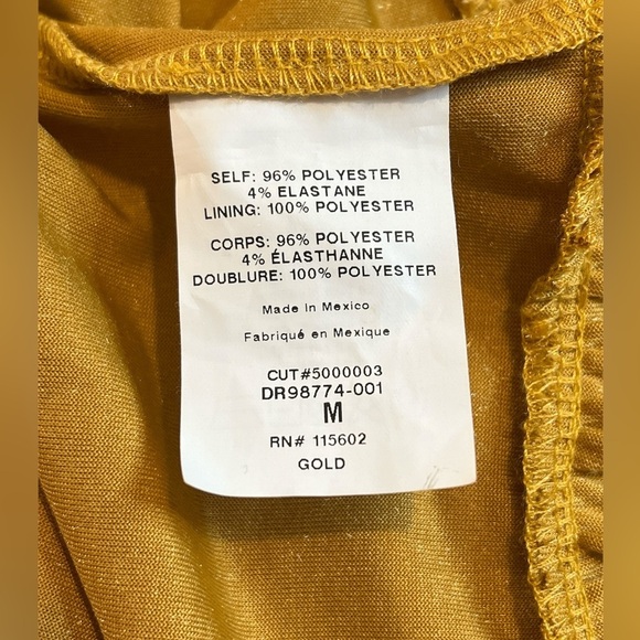 All IN FAVOR Flutter Sleeve Tiered Crushed Velvet Babydoll Mini Dress, Gold, Med - Picture 9 of 10